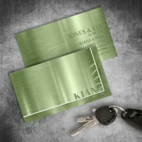 Minimal Metal Sheen & Foil Olive Green Std ID791 Business Card