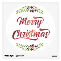 Merry Christmas Laurels Red ID293 Wall Decal