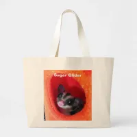 Sugar Glider in Orange Hanging Bed Large Tote Bag