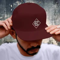 Maroon Cap -Diamond White Embroidered Hat Monogram