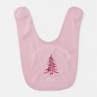 My First Christmas dusty pink red Pagoda  Baby Bib