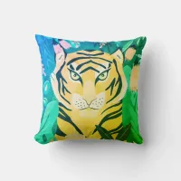 Floral Yellow Tiger Pillow