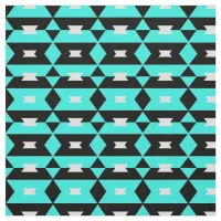 Turquoise Black & White Op Art Geometric Pattern Fabric