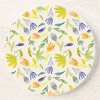 Rustic Watercolor Floral Garden Botanical Coaster