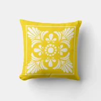 Sunshine Yellow White Fleur De Lis Decorative Throw Pillow