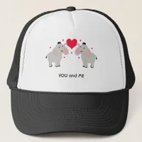 Cute and fun elephant couple with heart - custom  trucker hat