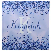 Simple Blue Brushed Metal and Glitter Monogram | Cloth Napkin