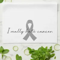 Ironic I Really Hate Cancer | Any Color Ribbon Kitchen Towel