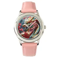 Fire breathing dragon gold blue and red scales watch