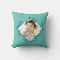 Photo Gift Idea - Floral Quote Teal Throw Pillow