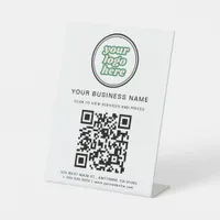 Business QR Code and Logo Pedestal Sign