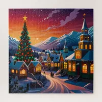 Enchanting Christmas Market Town Winter Wonderland Jigsaw Puzzle