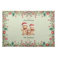 Cute Gingerbread Cookie Family Christmas Cloth Placemat