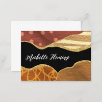 Orange and Gold Linen Fabric Business Card