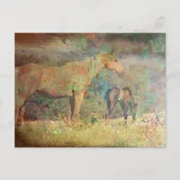 Palomino Mare and Foal Postcard