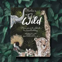 BUDGET Two Wild Gold Jungle Birthday Invitation