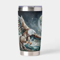 Mosaic Ai Art | Brown Bear and an Eagle Full Moon Insulated Tumbler