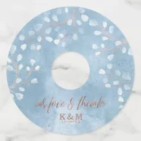 Watercolor Snowdrops Wedding Dusty Blue ID726 Wine Glass Tag