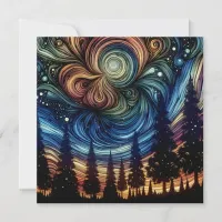 Mystical Ethereal Art with Trees and Night Sky