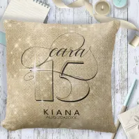 Glitter and Shine Quinceanera Gold V2 ID701 Throw Pillow