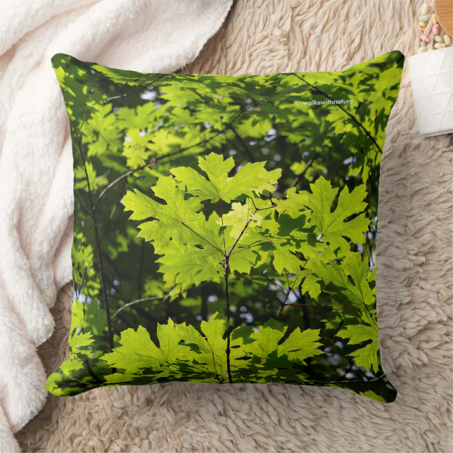Sun-Dappled Leaves in the Forest Throw Pillow