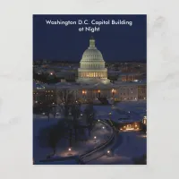Washington D.C. Capitol Building in Winter Night Postcard