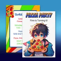 Pizza Birthday Party | Anime Boy with Pizza Invitation