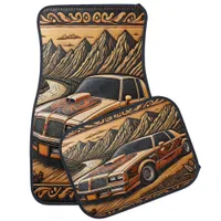 Muscle Car Among Majestic Mountains Car Floor Mat