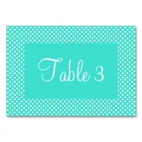 Turquoise and White Dots Numbered Table Number