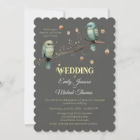 Rustic Woodland Love Birds Celebration Invitation