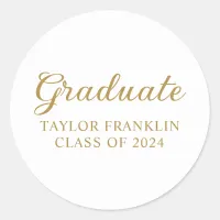 Gold Class of 2024 Graduate Classic Round Sticker