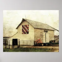 Red, White, and Blue Barn Quilt Poster