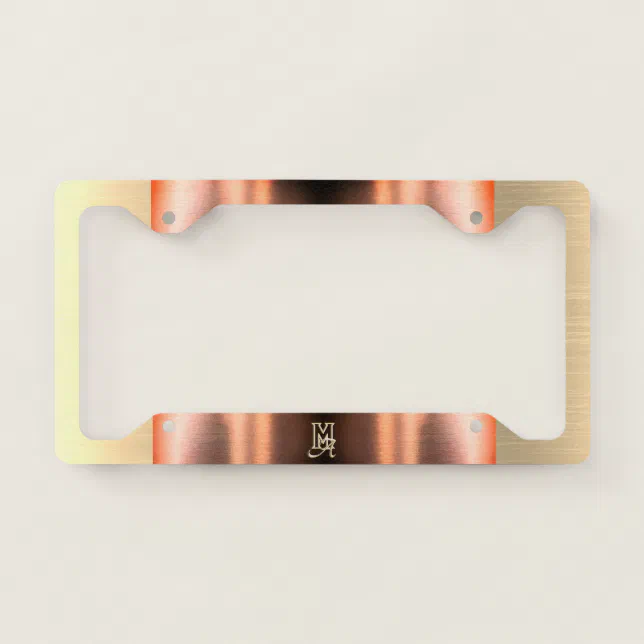 Pink and Gold Metal Monogrammed License Plate Frame