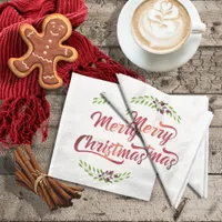 Merry Christmas Laurels Red ID293 Paper Dinner Napkins