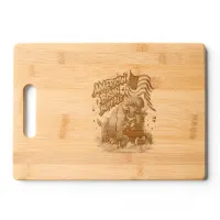 Bison with US Flag in Grass Cutting Board