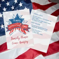 Memorial Day Star Flag Family Picnic  Invitation