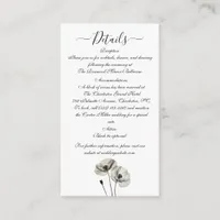 Simple Elegant Minimalism Black and White Poppies  Enclosure Card