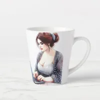 Woman Typing Gift -- Latte Mug