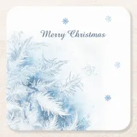 Beautiful Winter Frost Christmas Square Paper Coaster