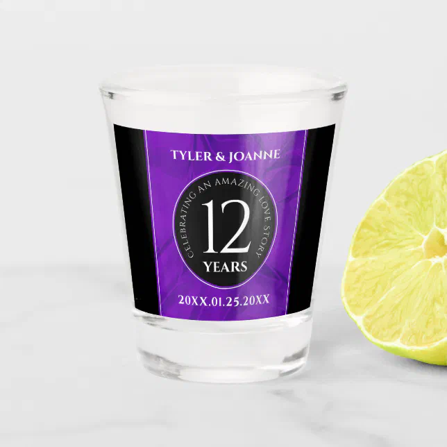 Elegant 12th Silk Wedding Anniversary Celebration Shot Glass