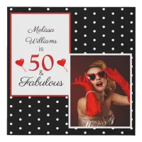 50 and Fabulous Name SM Photo 50th Birthday BLK WH Faux Canvas Print