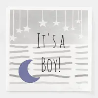 It's a Boy! Baby Shower Star and Moon Themed Paper Dinner Napkins