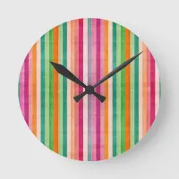 Red and Green Vibrant Stripe Wall Clock
