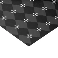 Gray and Black Harlequin Design with Gothic Cross Tissue Paper