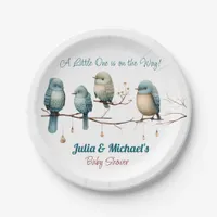 Whimsical Birds on Branches  Pastel Baby Shower Paper Plates