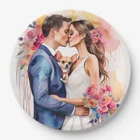 Beautiful Wedding Couple with Cute Funny  Paper Plates