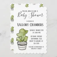 Potted Succulent Cactus Baby Shower Invitation