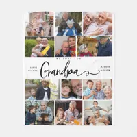 We Love You Grandpa | Heart Photo Collage  Fleece Blanket