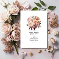 Rose Gold and Blush Floral Wedding Invitation