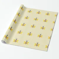 Honeycomb and Bumble Bee Yellow & Gray Gift Wrap